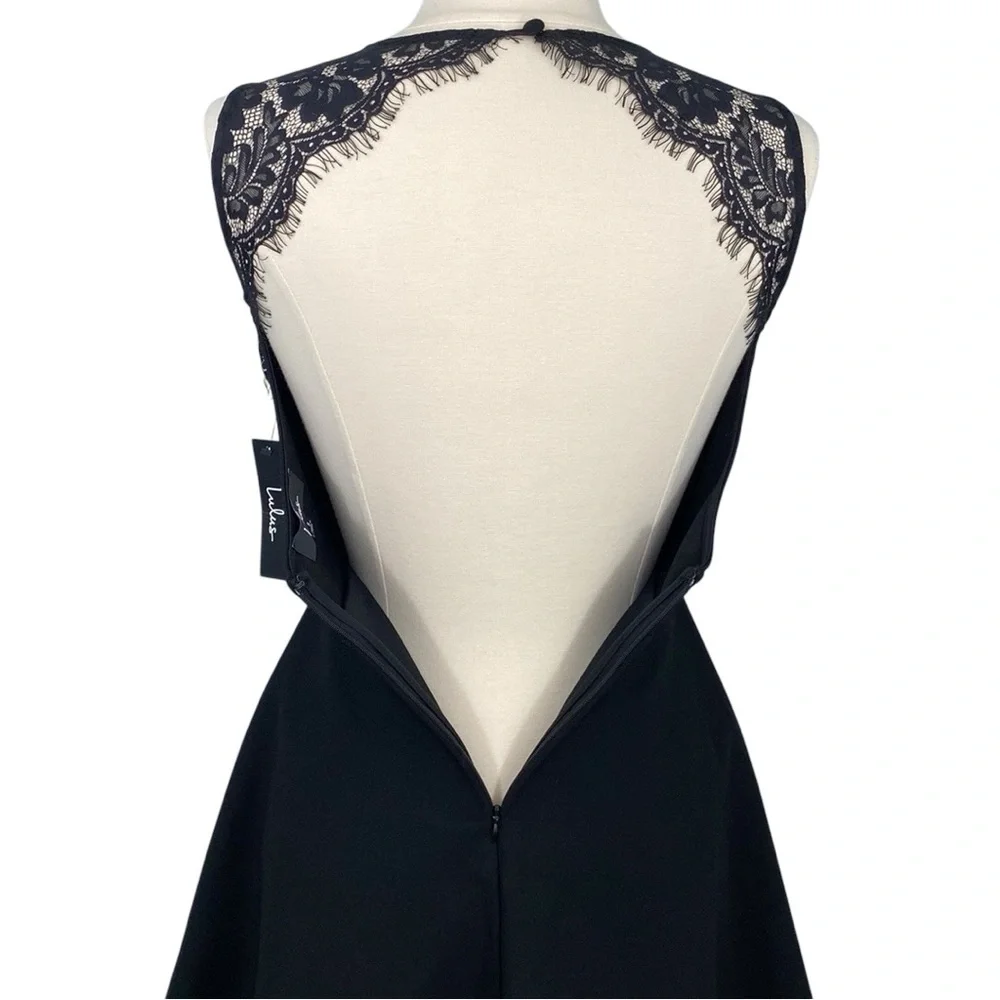 Lulus Need You Close Black Open Back Lace Detail Fit and Flare Mini Party Dress - Picture 7 of 16